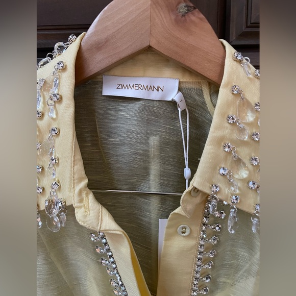 NWT CO ORD SET Zimmermann Matchmaker Floral Diamante Skirt & Linen Blouse size 1 - Picture 14 of 15